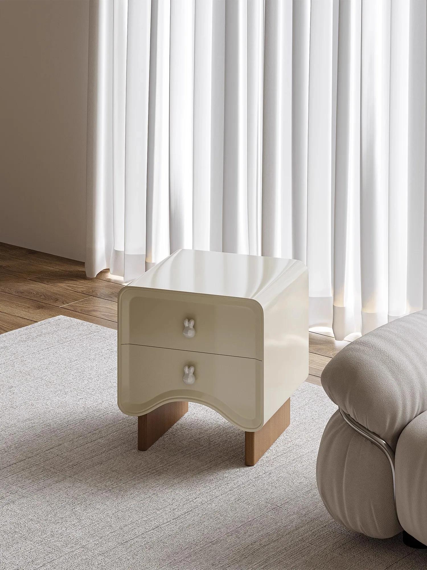 Armoire de rangement de chevet de chambre à coucher en bois massif naturel, Style nordique moderne e