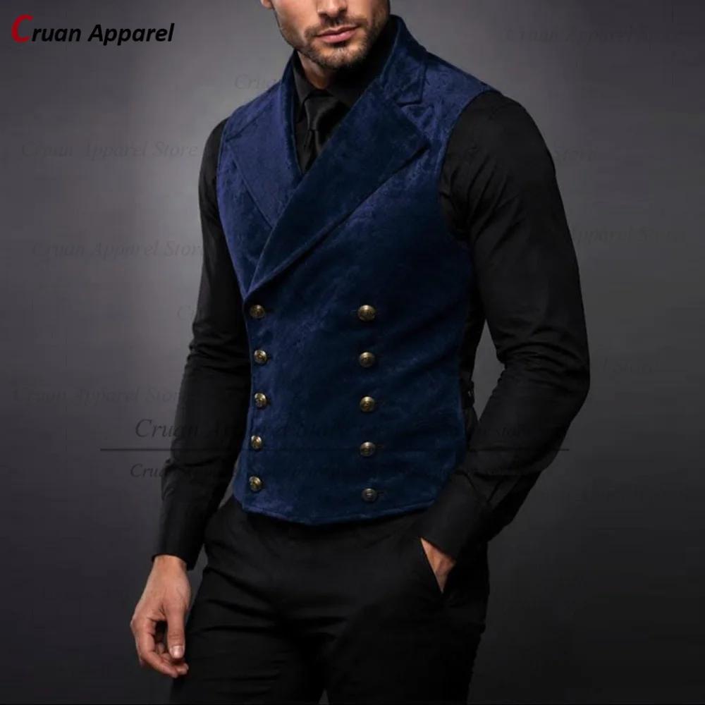 Gilet en velours de haute qualité pour homme, costume de soirée élégant sur mesure, coupe ajustée, 1