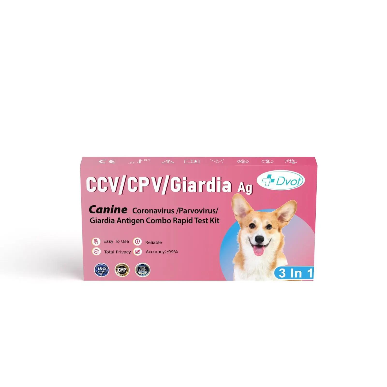 2/5/10 pièces de tamis simultanés canins pour les antigènes CCV, CPV et Giardia dans un seul test, p