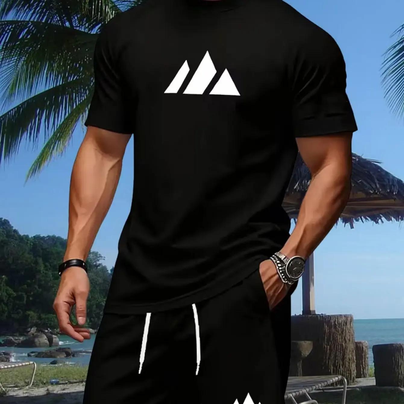 Nouvel ensemble deux pièces d'été pour homme : T-shirt à manches courtes et short, respirant et à sé