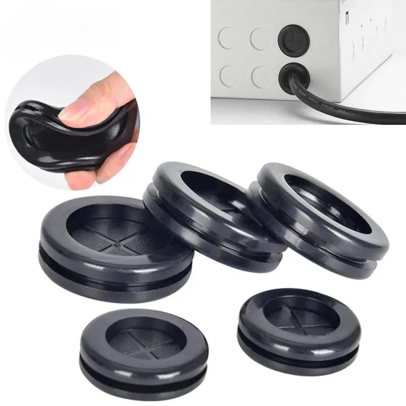Oeillet rond en caoutchouc pour câble électrique, protecteur Double face, œillet noir, bouchon de tr