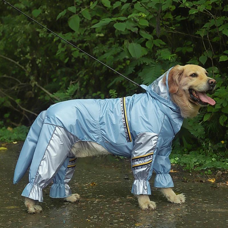 HOOPET gros chien imperméable avec queue combinaison imperméable pour grands chiens avec bandes réfl