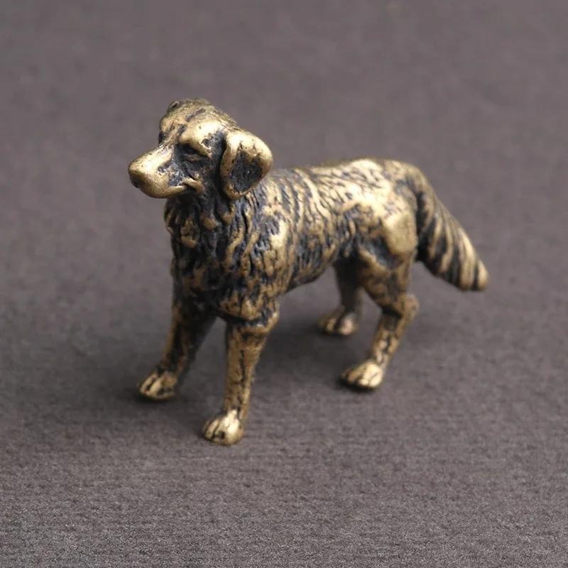 Statue de chien du zodiaque, figurine de chien en cuivre antique, animal de compagnie miniature pour
