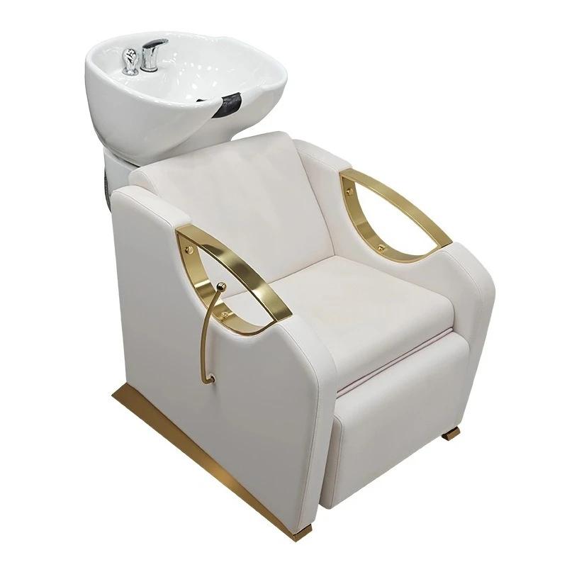 Lit de shampoing Spa avec bol de shampoing en céramique, Station de lavage de cheveux moderne, équip