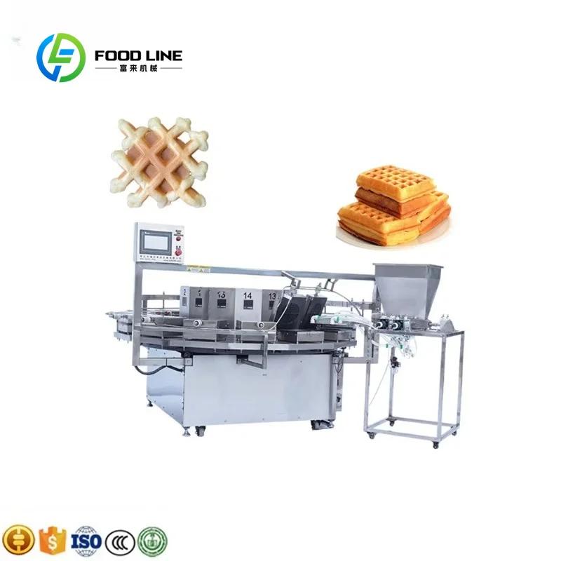Ligne de production automatique de gaufres avec moteur, haute capacité 200-1500P/H / Équipement à ga
