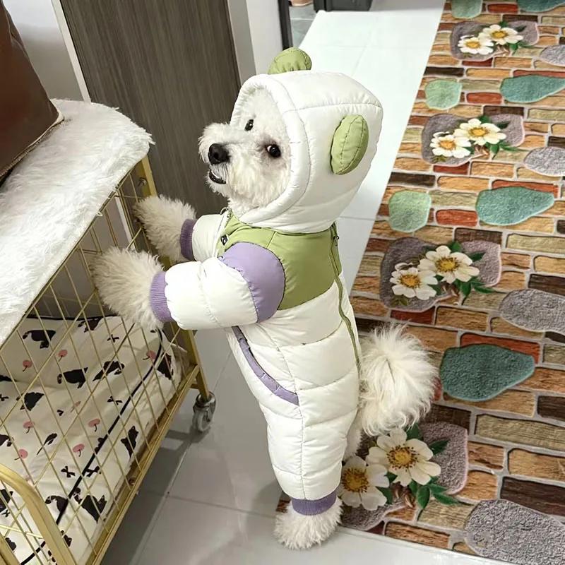 Barboteuse chaude d'hiver pour chien, salopette épaisse à 4 jambes pour chiot, doudoune pour chiens 