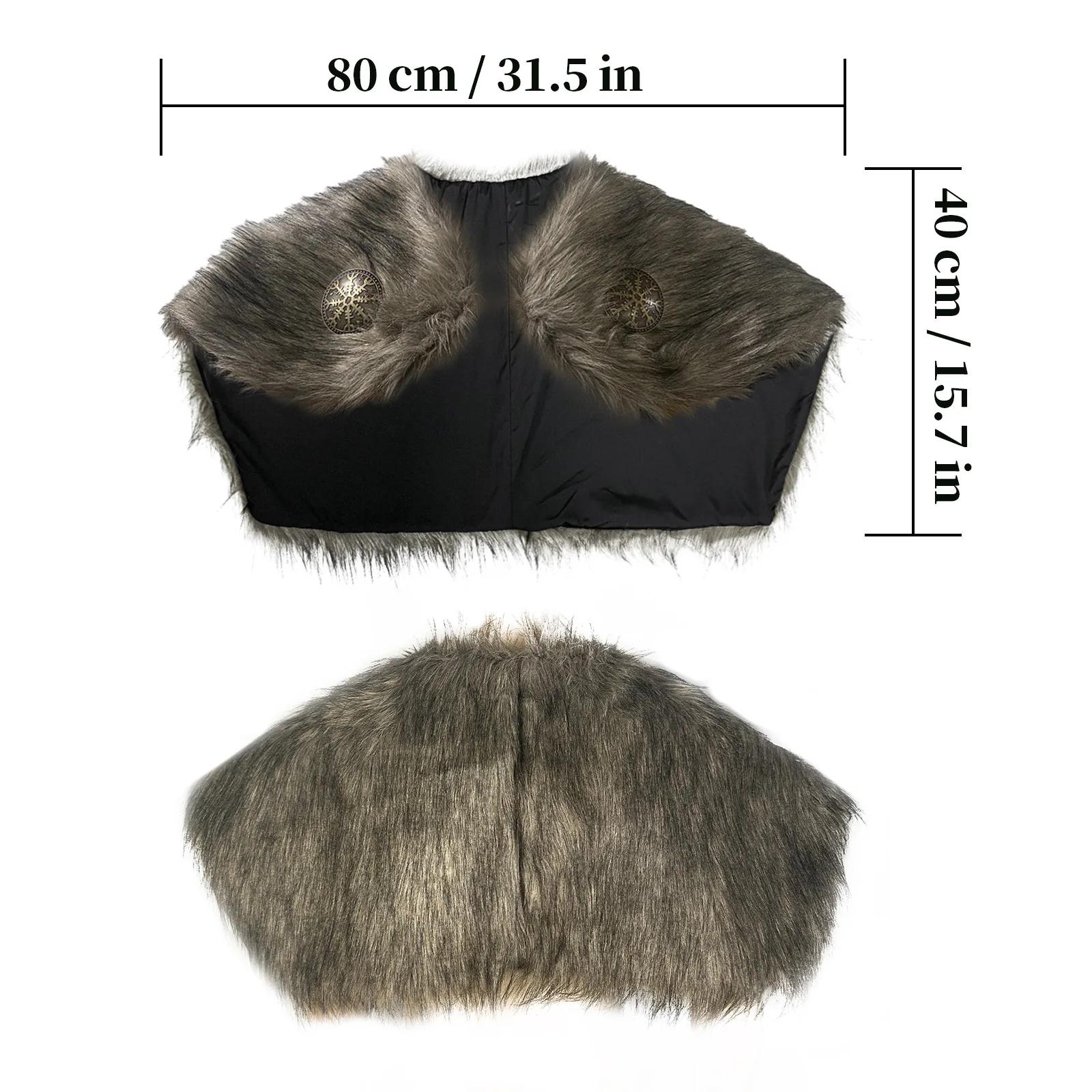 Col en fausse fourrure vêtements d'hiver roi guerrier cape Viking fourrure châle médiéval hommes cap