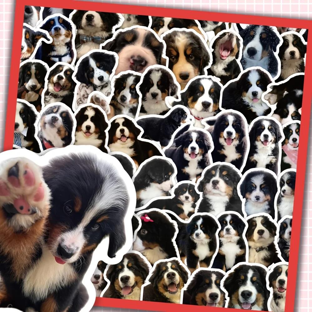 Autocollants réalistes de chien de montagne de Berne, 60 pièces, autocollants mignons pour animaux d