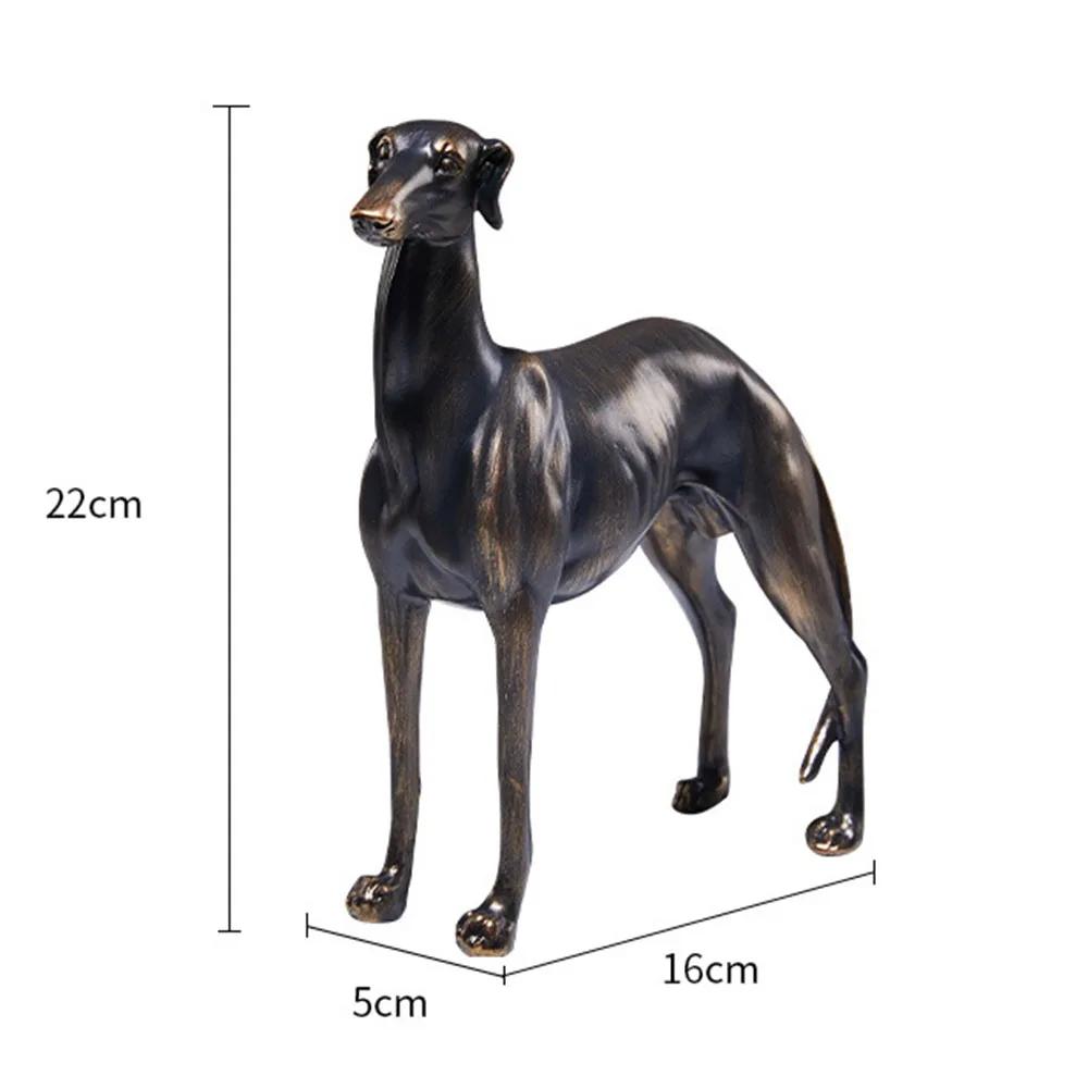 Statue de chien Greyhound en résine bronze antique, imitation bronze, figurine d'animal pour la déco