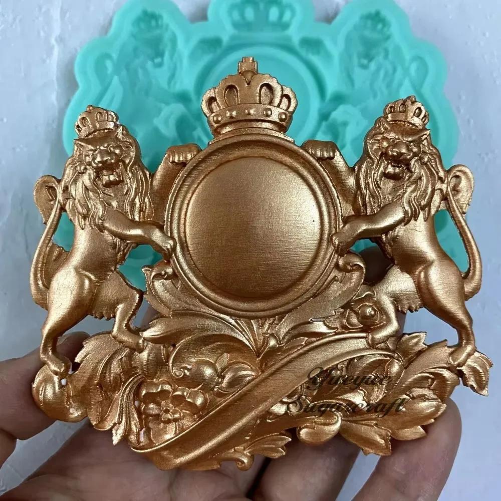 Moule en silicone motif lion et fleurs pour résine époxy, plâtre, résine DIY