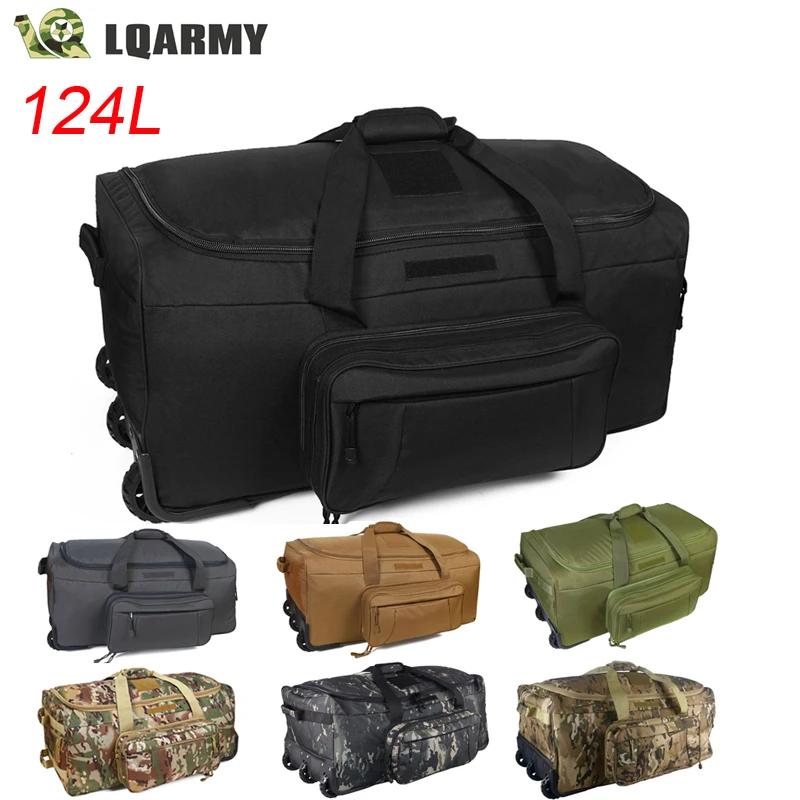 Sac de voyage militaire étanche 124L grande capacité avec roulettes pour camping et randonnée pratique