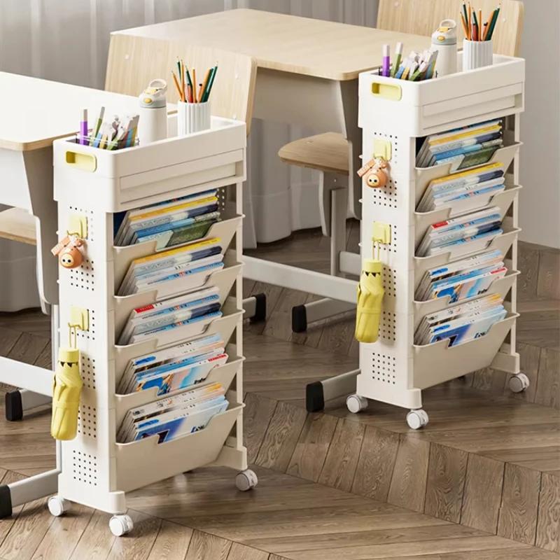 Bibliothèque Mobile à roulettes, organisateur de bureau pour étudiants, support de rangement pour li