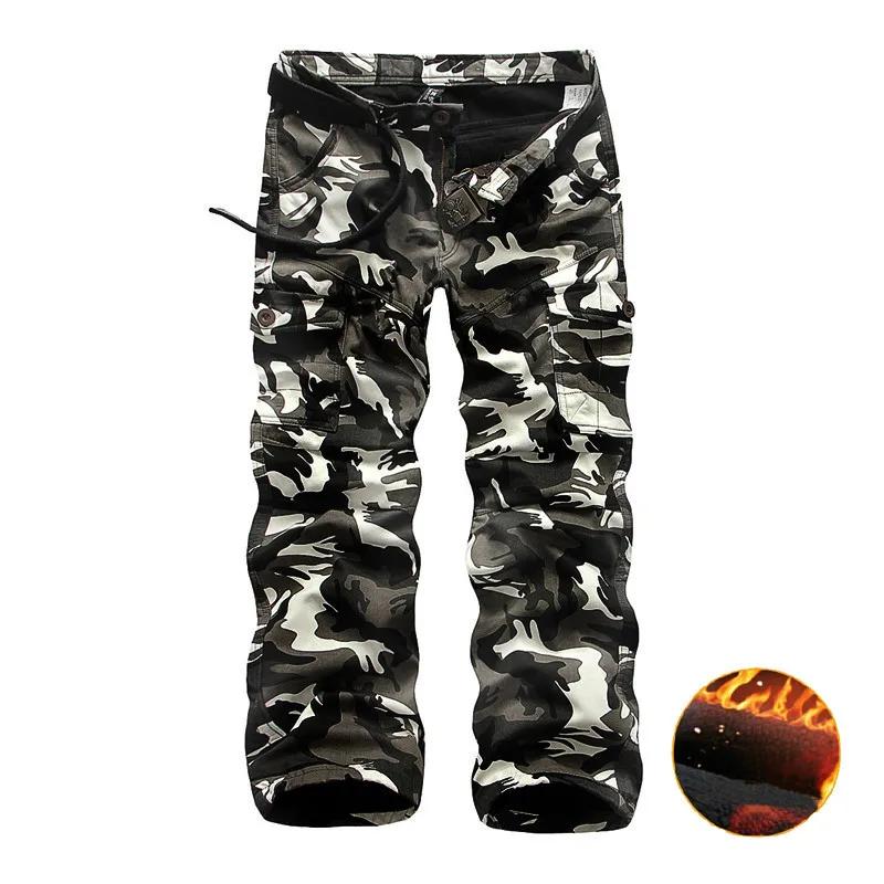 Pantalon cargo chasse hiver polaire camouflage tactique - vêtement chaud multi-poches