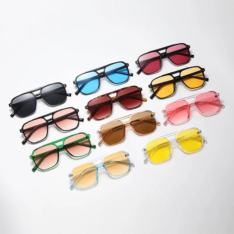 Lunettes de soleil pilote surdimensionnées vintage double pont ovale grandes lentilles jaunes unisexe randonnée