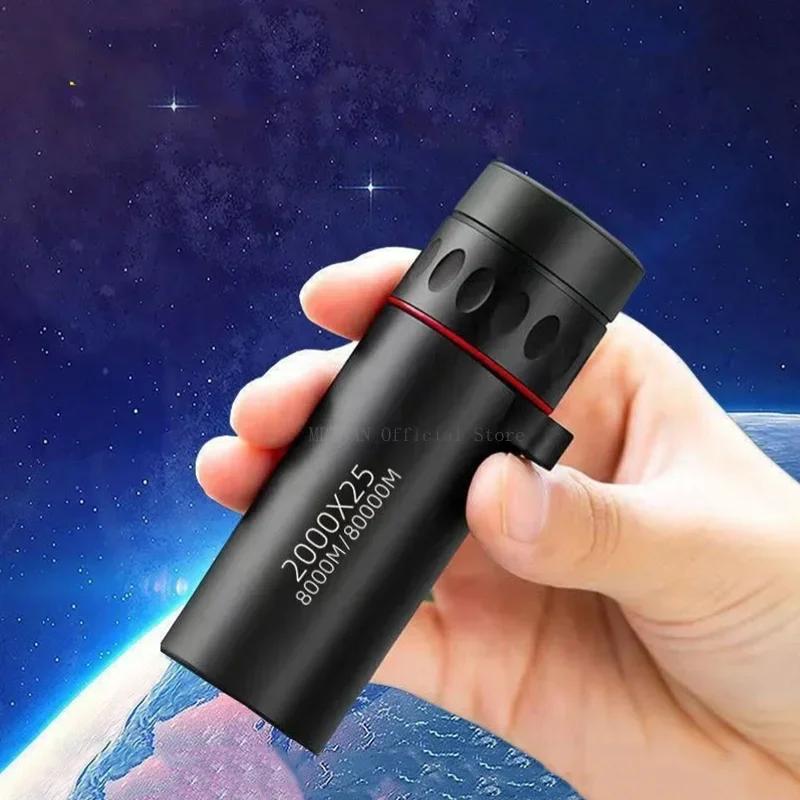 Monoculaire HD 2000x25 Mini Portable avec Support Téléphone pour Camping Extérieur Chasse Observation Ornithologique