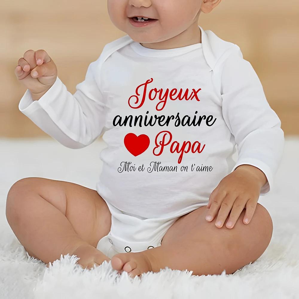 Bodysuit bébé anniversaire personnalisé - Combinaison manches longues imprimé - Vêtement fête papa maman