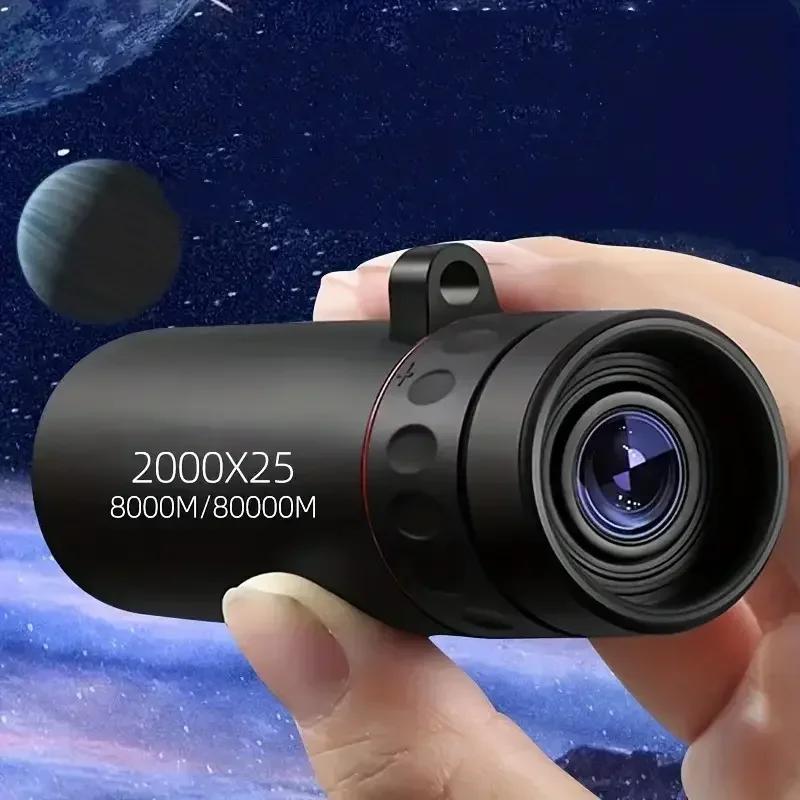 Monoculaire portable 2000x25 HD avec support téléphone - Mini télescope chasse observation