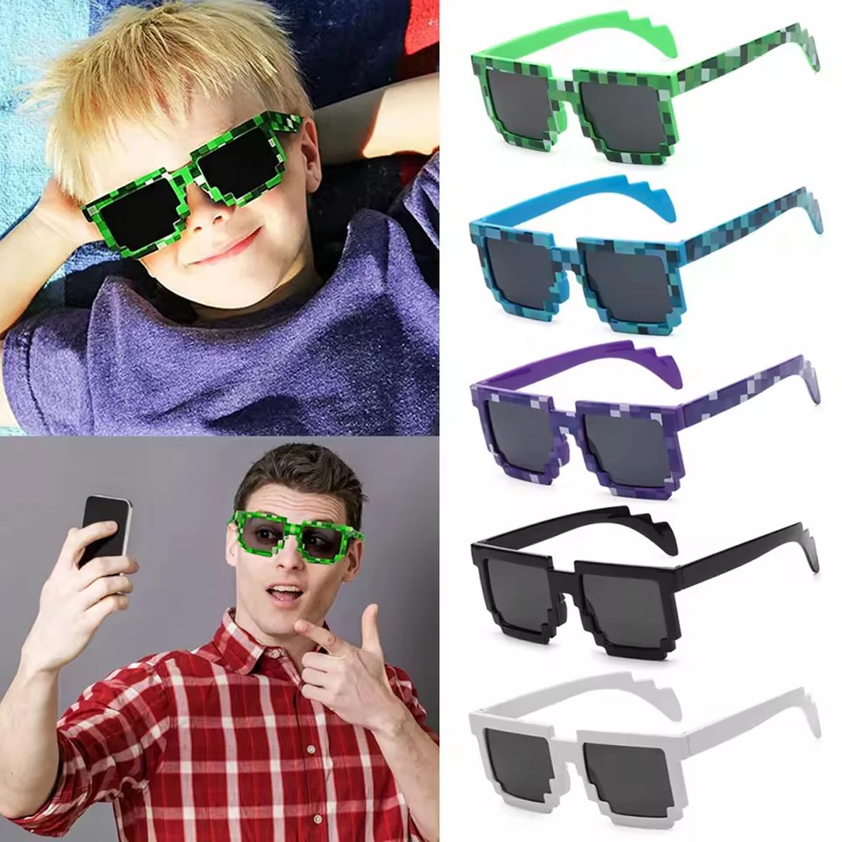 Lunettes de soleil pixel mosaïque fun pour enfants - Style creeper tendance - Nouveauté 2024
