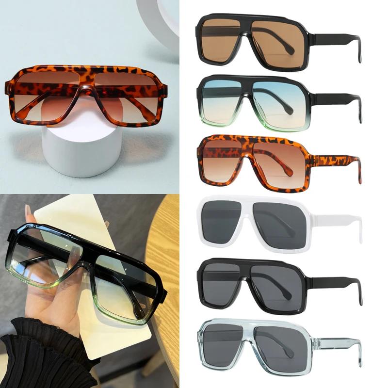 Lunettes de soleil randonnée surdimensionnées carrées anti-lumière unisexe épaisse monture noire polygone