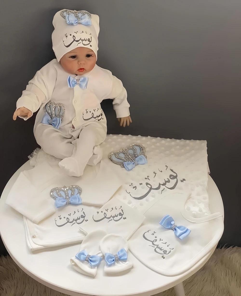 Lot 5 pièces vêtements nouveau-né pantalons mouflets couverture soin bébé coton biologique nursery
