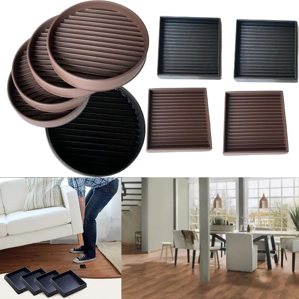 4 pièces/ensemble coussinets de meubles antidérapants carrés ronds en caoutchouc meubles roulettes t