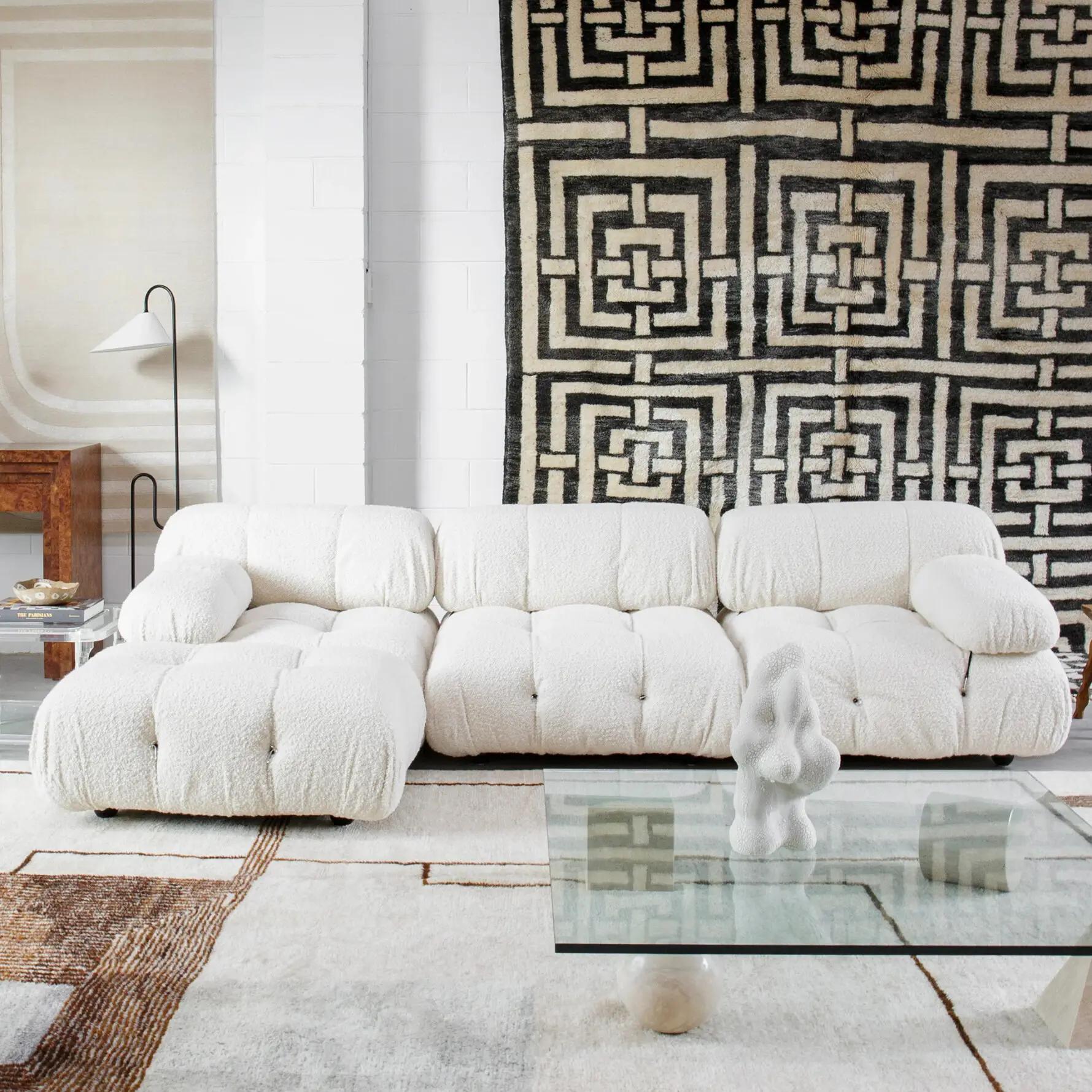 Canapé moderne en tissu flexible, style minimaliste, inspiré des meubles, confortable