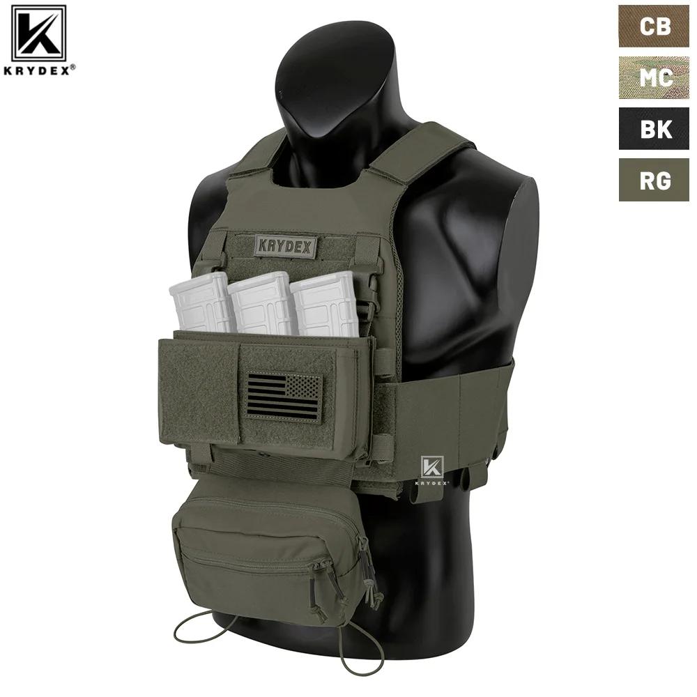 Gilet tactique porte-plaque KRYDEX MK3 basse visibilité, ceinture élastique, pochette de sac tombant camouflage