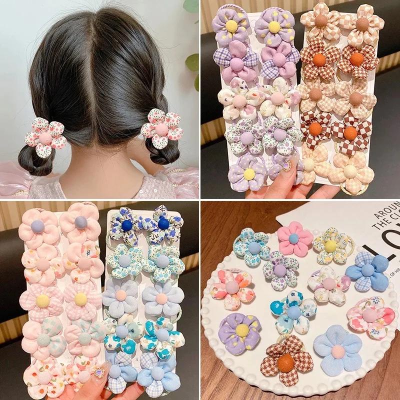 10 pièces/ensemble fleur élastique cheveux cravates belle Boutique grande fleur bandes de caoutchouc