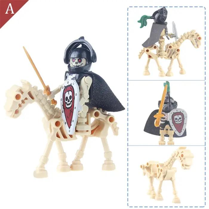 Squelette château médiéval chevalier guerriers horaires des animaux blocs de construction chanteur héros bricolage Collection jouet pour garçons cadeaux