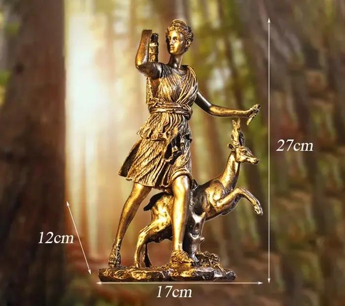YuryFvna-Sculpture de déesse de la chasse en résine vintage