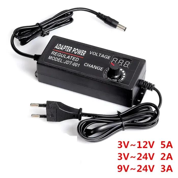 Alimentation réglable AC à DC 3V 5V 6V 9V 12V 15V 18V 24V 1A 2A 5A, adaptateur universel AC220V à 12