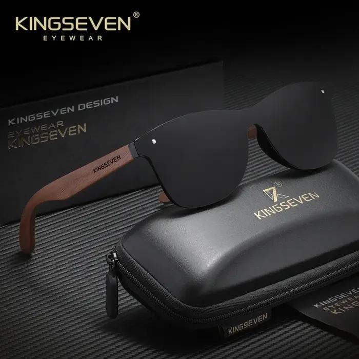 KINGSEVEN mode noyer lunettes de soleil hommes femmes polarisées UV400 lunettes de protection en boi