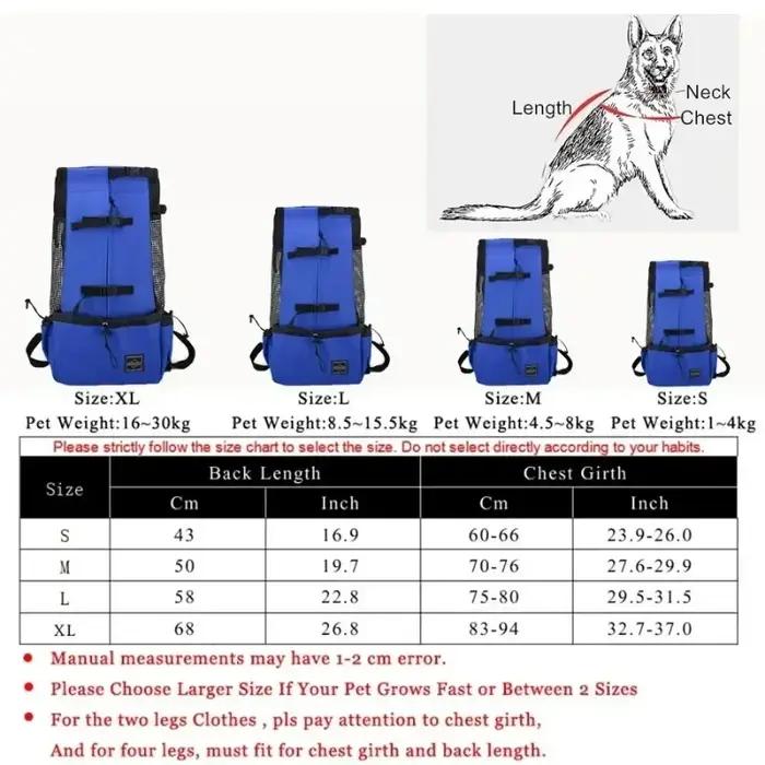 Sac à dos de transport pour chien réglable et durable