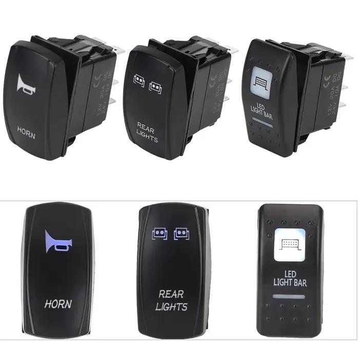 Interrupteur à bascule de lumière de voiture 24V 12V, boutons de feux avant arrière LED, accessoires