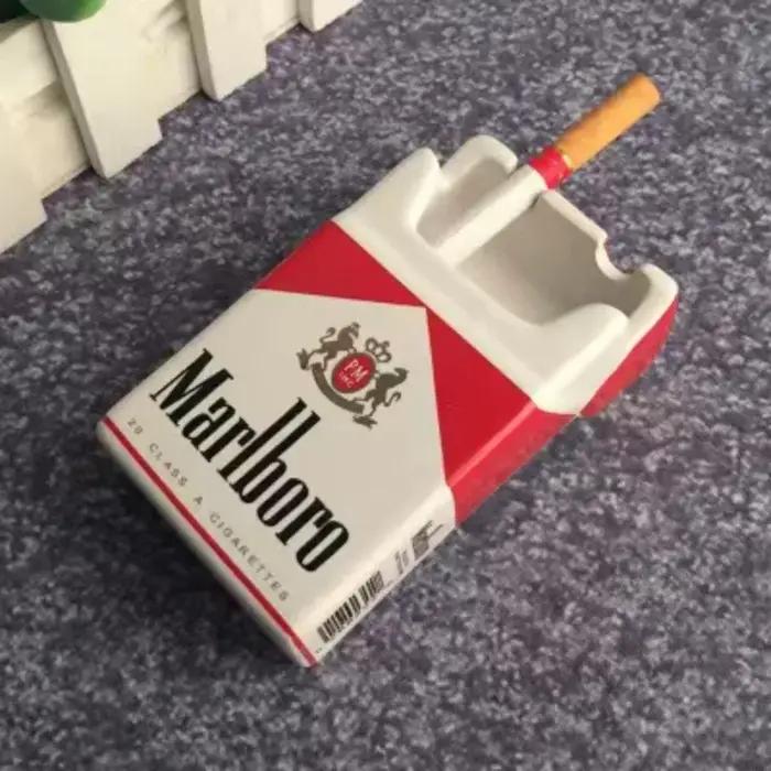 Cendrier en céramique Marlboro, cendrier portable pour usage domestique, accessoires pour fumeurs, décorations pour la maison, cadeaux pour hommes