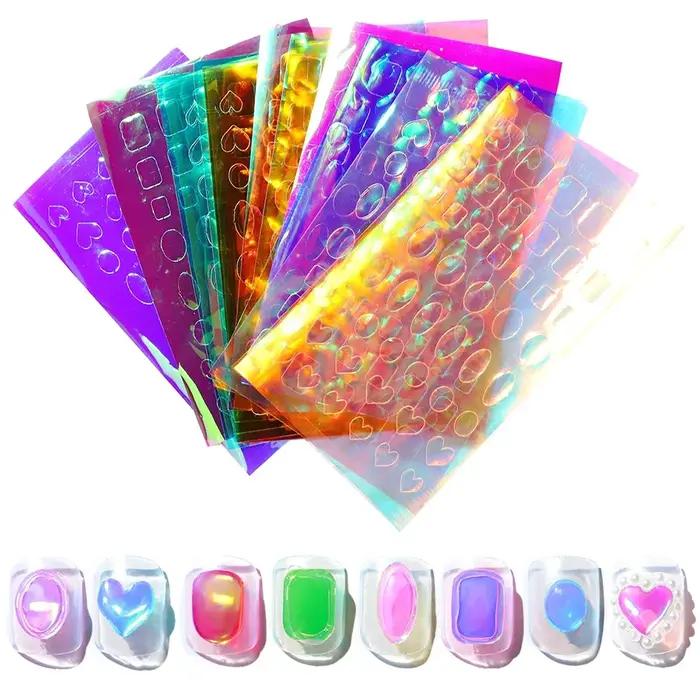 11 feuilles d'autocollants en verre de glace Aurora pour Nail Art