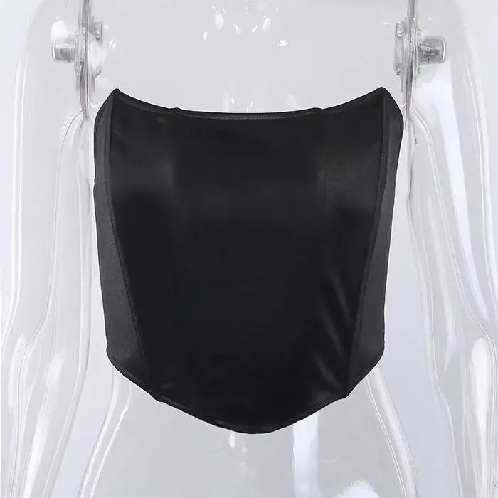 FibrOff-Corset sexy en velours pour femme, sous-vêtement féminin, bustier dos nu, couleur unie