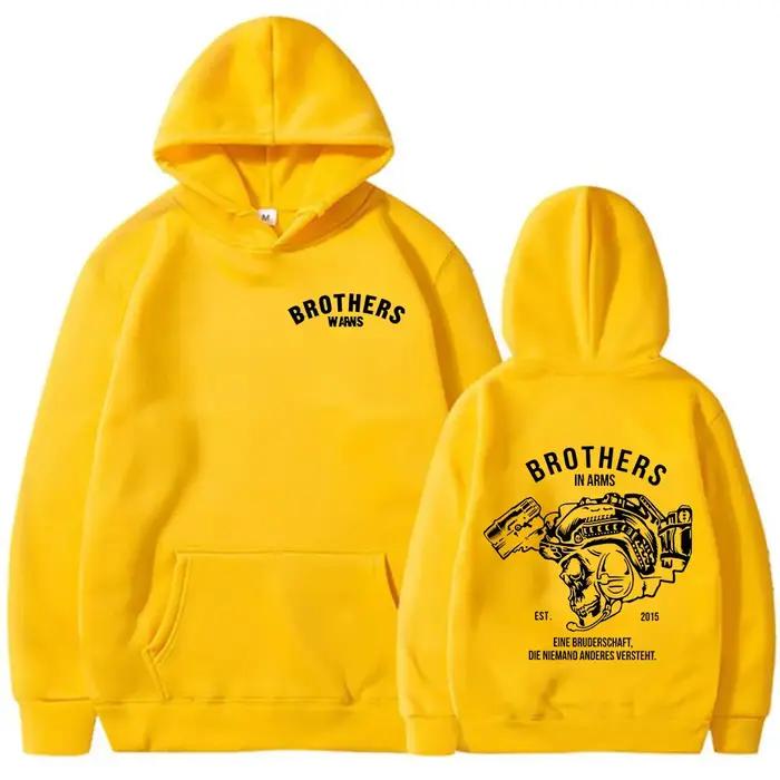 Sweat-shirt à capuche imprimé double face Team Brothers in Arms Skeleton pour hommes et femmes