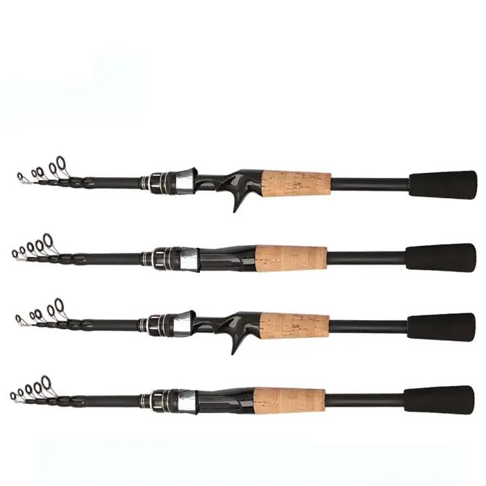 Baitcasting leurre canne à pêche filature télescopique 8g-25g manche en bois carbone coulée matériel