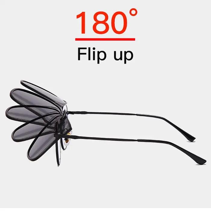 VIVIBEE Lunettes de soleil à clipser relevables surdimensionnées polarisées pour hommes 2026, photoc