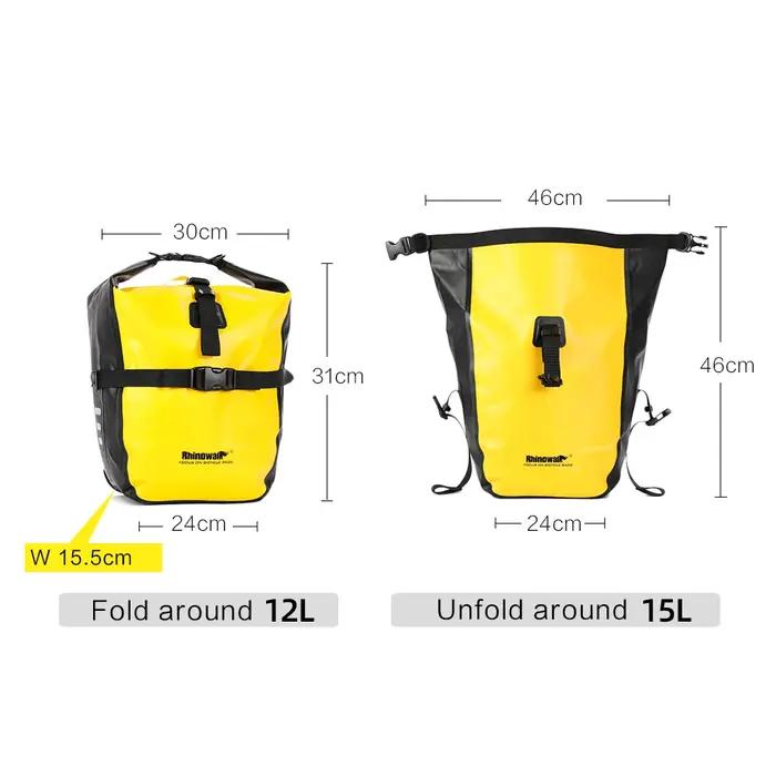 Rhinowalk 2 pièces Double face sac de vélo 100% étanche vélo sacoche de selle 12L-15L Portable vélo