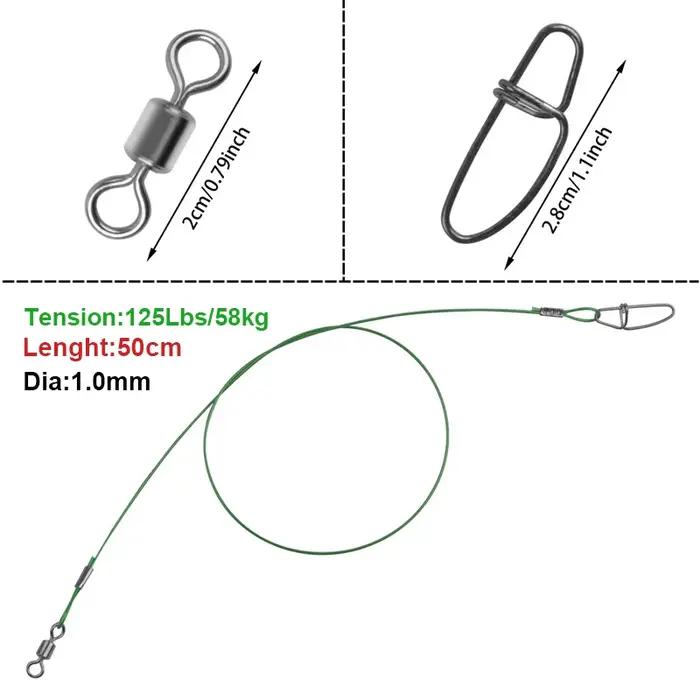 Ligne de pêche en acier pour pêcher la carpe et le thon, fil de grande taille, équipement anti-morsu