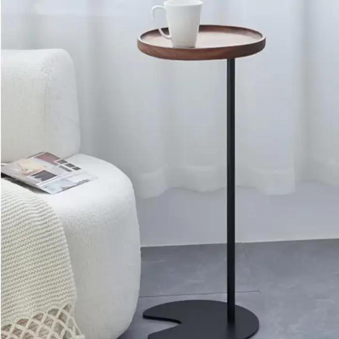 Table ronde en bois massif pour chambre à coucher, petit lit à fouet avancé, salon, bord de canapé,