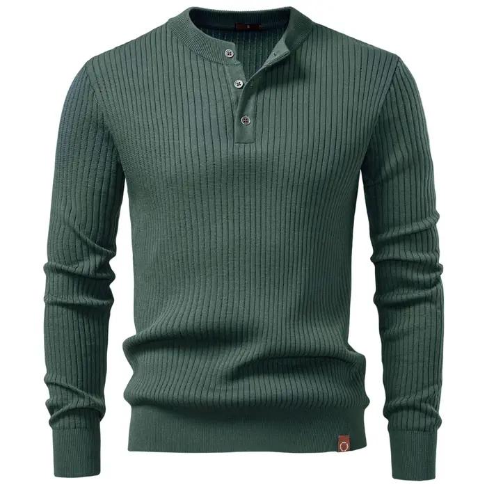 AIOPESON bouton patte Polo hommes côtelé rayure à manches longues coupe contemporaine minimaliste automne hiver Premium