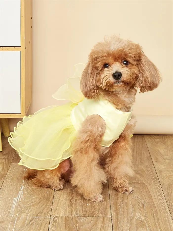 Robes de princesse jaune rose pour chiens