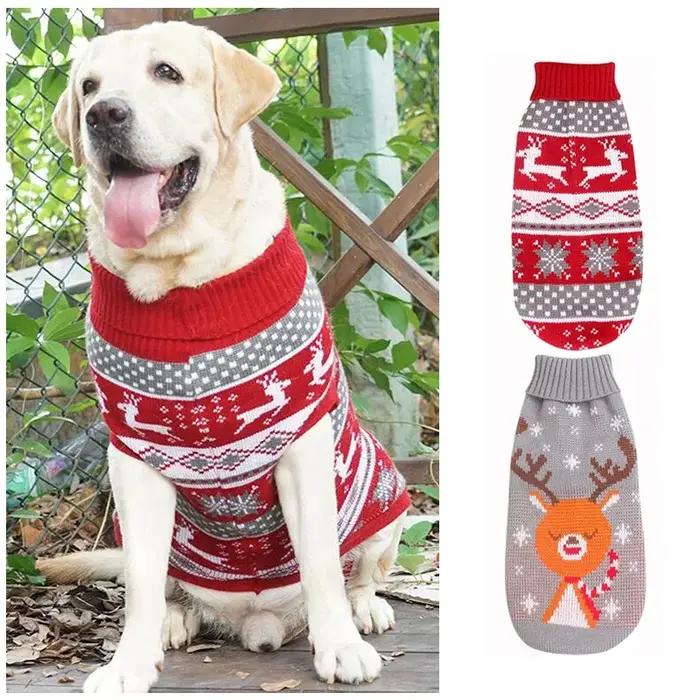 Pull à col roulé pour chiens de Noël en fibre, élégant pour petits, moyens et grands chiens, occasions spéciales automne hiver