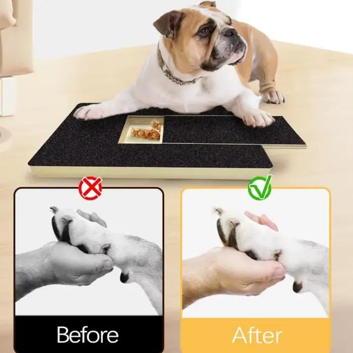 Grattoir en bois pour chiens avec boîte à friandises intégrée coupe-ongles jouet à gratter plateau de ponçage papier de verre occasionnels toilettage et jeu pour chiens