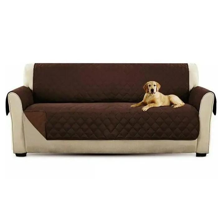 Housse de canapé matelassée anti-usure en polyester blanc corail grenat pour canapé deux places automne hiver confortable durable