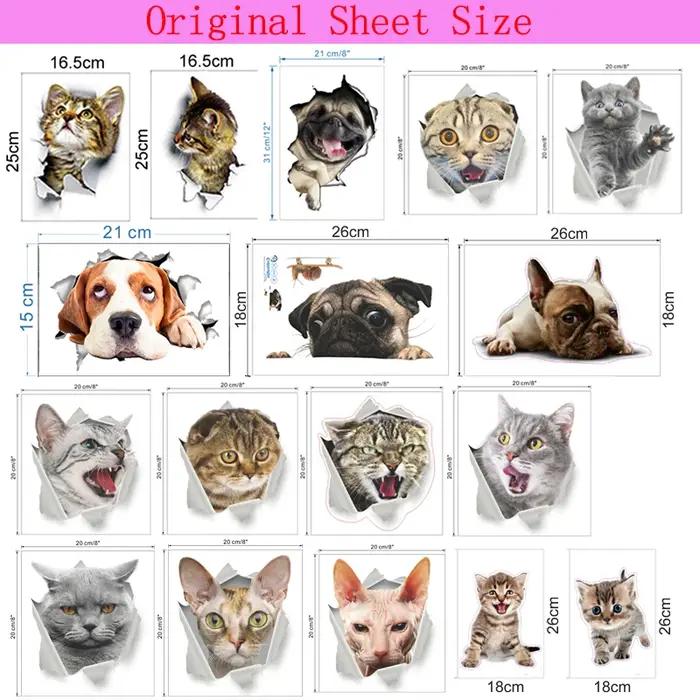 Autocollants de toilettes en 3d, trous vifs, amusants, pour chat, chien, décoration de la maison, St