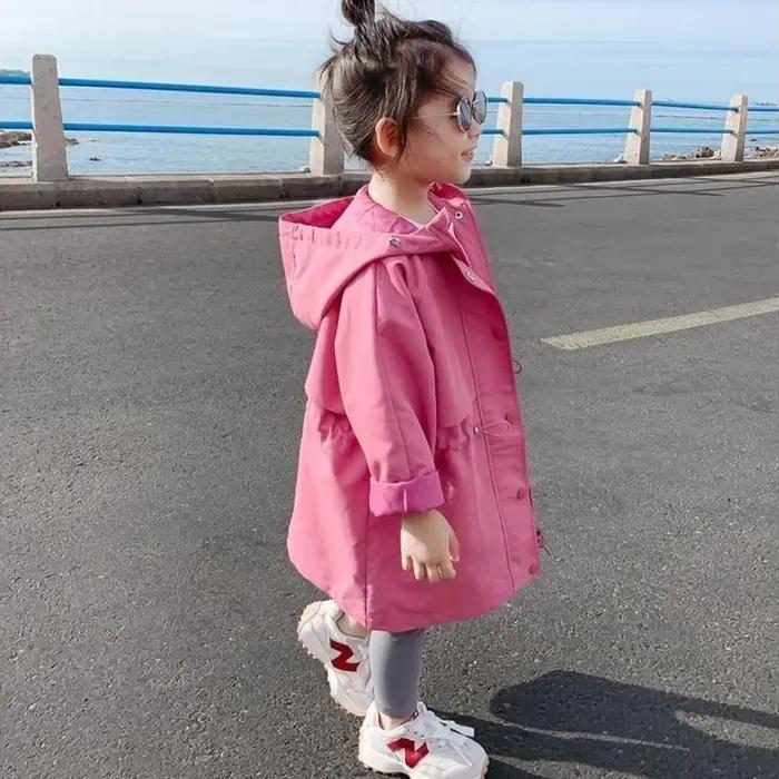 Manteau à capuche rétractable pour filles de 3 à 12 ans, veste coupe-vent, Style Long, offre spécial
